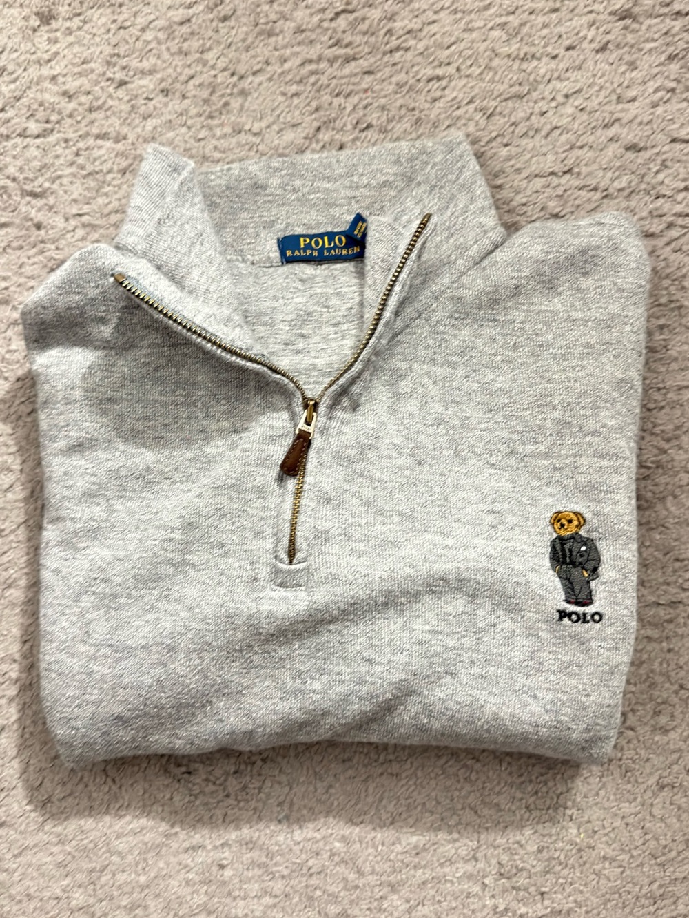 Polo by Ralph Lauren Light Gray Half-Zip Bear Sweatshirt